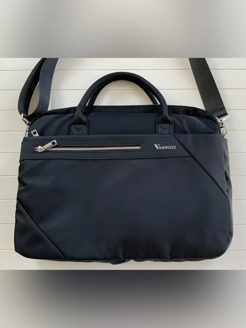 ~New~ Unisex Nylon Laptop/iPad Sleeve Multi Layer Crossbody Bag Black